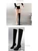 Women's Black Stiletto Over-the-Knee Boots with Velvet, 2025 Autumn/Winter Korean Style