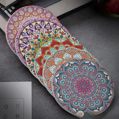 Bohemia Vintage Coasters Heat-insulated Ceramic RoundHousehold Retro Anti-scalding Tea Mat Kitchen Tableware Mat Accessories