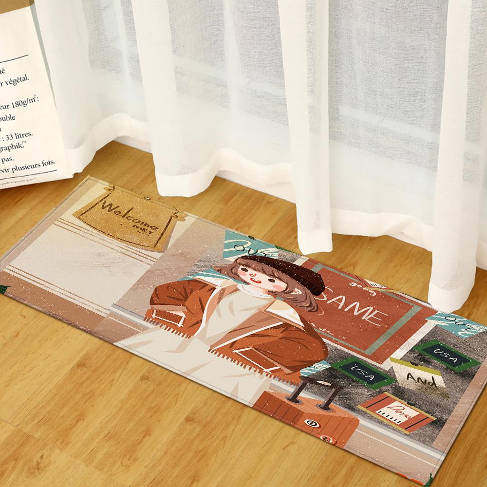 Small Fresh Texture Door Mat Toilet Absorbent Floor Mat Bedroom Living Room Carpet Bathroom Strip