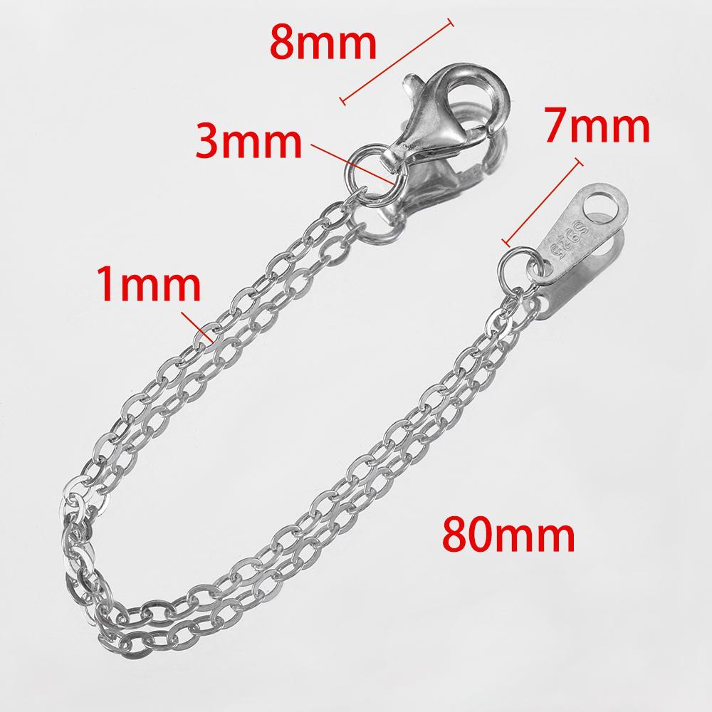 2pcs 925 Sterling Silver Extended Chain with Lobster Clasp Necklace Connectors for DIY Jewelry Making Bracelet Cloth Accessories