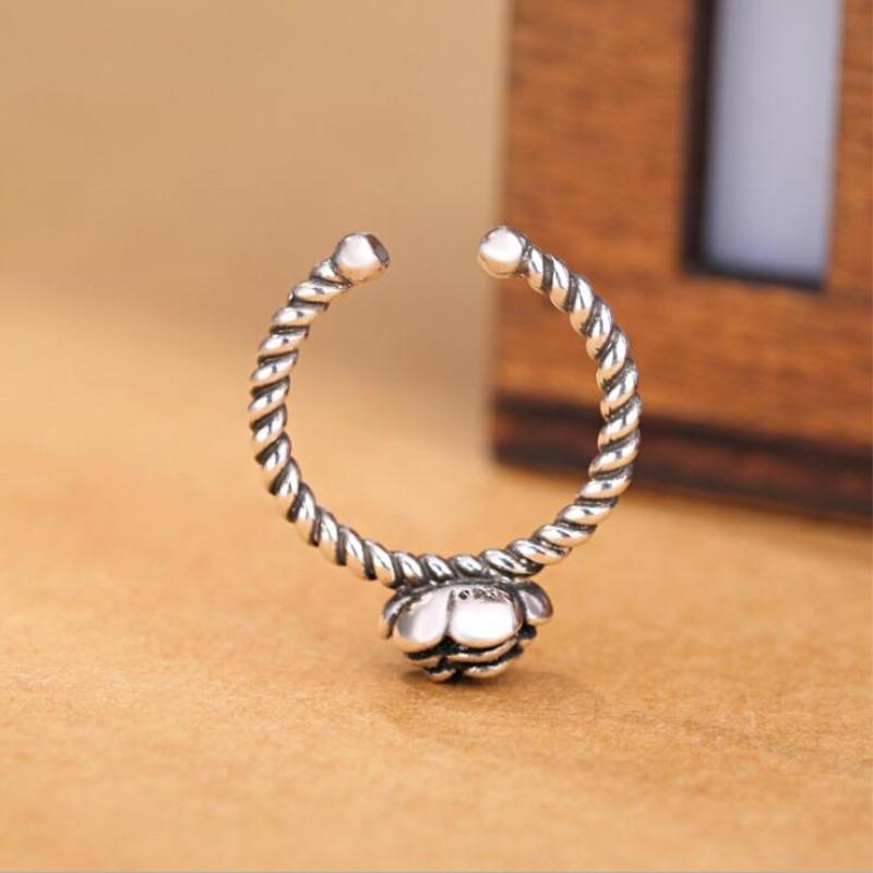 New Retro Personality Black Rose Creative Exquisite 925 Sterling Silver Jewelry Beautiful Flower Gift Opening Rings R072
