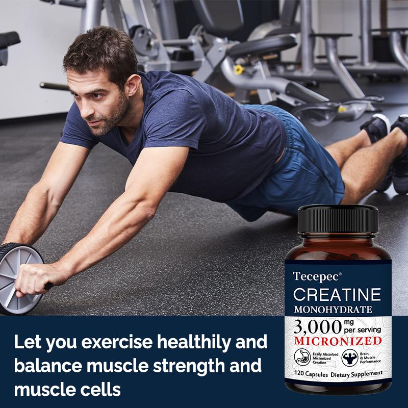 Creatine Monohydrate Dietary Supplement, 3000 Mg Per Serving, 120 Capsules Per Bottle
