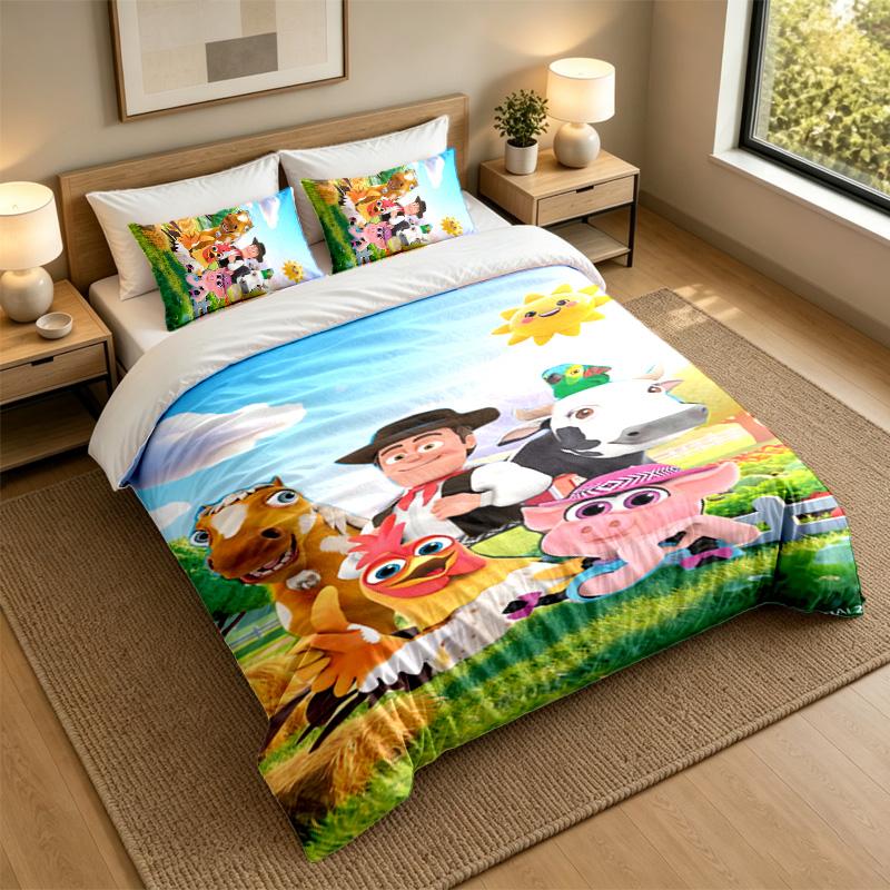 Soft Bedding Set La Granja De Zenón Pattern, 1 Duvet Cover Plus 2 Pillowcases Stylish Bedroom Home Textile