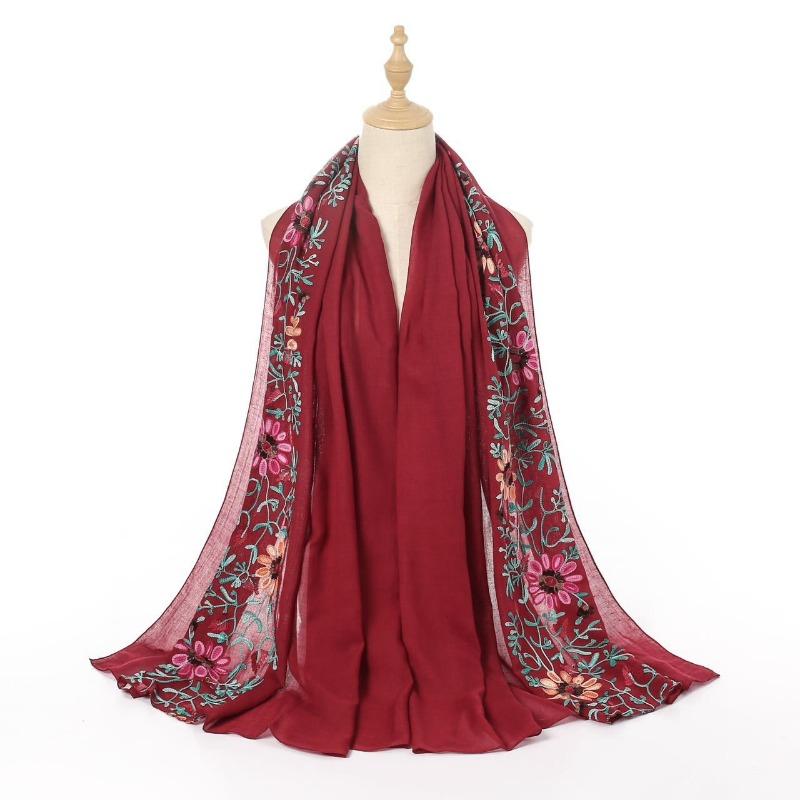 Womens Ethnic Style Embroidered Summer Sun Protection Shawl Scarf