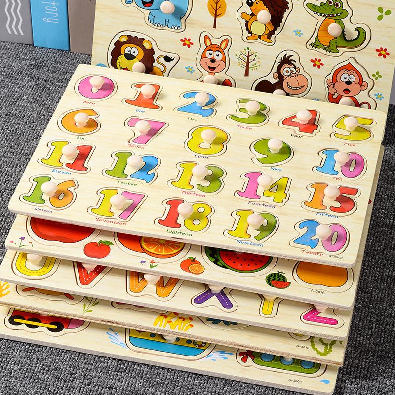 Mushroom Peg Montessori Wooden Puzzle: Letters, Numbers, Fruits & Shapes for Early Learning