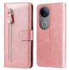 For Vivo V50 5G Case Zipper Wallet Calf Texture PU Leather Phone Cover
