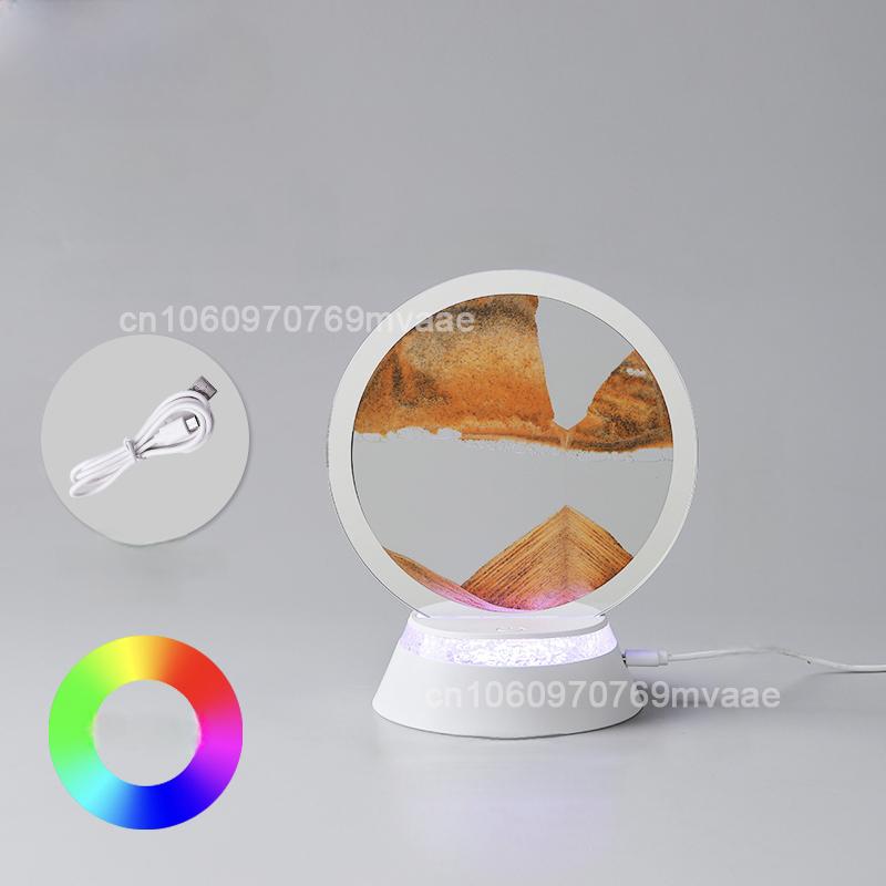Sandscape Moving Sand Art LED Table Lamp with 7 Color Quicksand Night Light 3D Hourglass Bedside Lamp Office Home Decor Gifts