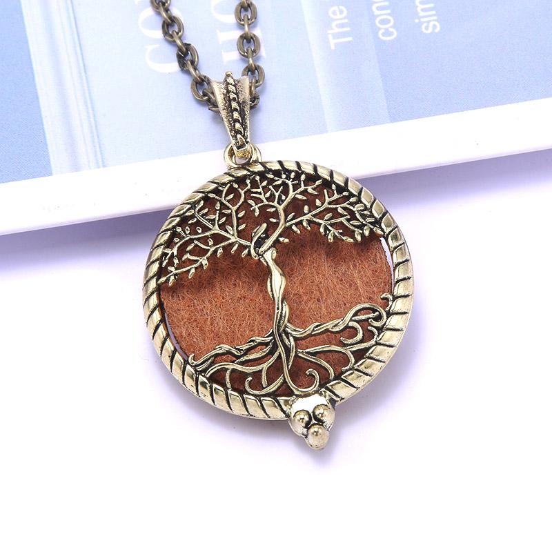 Aromatherapy Necklace Tree of Life Diffuser Jewelry Vintage Open Locket Pendant Essential Oil Perfume Aroma Diffuser Necklace