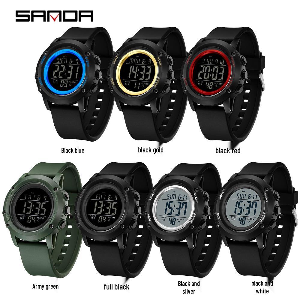 Sanda Wasserdichte Leuchtende Sport-Armbanduhr für Herren - Einfache Multifunktionale Elektronische Uhr