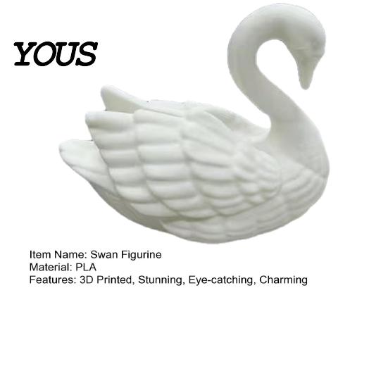 Stable Base Figurine Swan Figurine, 3D Printed White Statue, Modern Minimalist Small Desk Accessory Tabletop Ornament for Living Room, Office,