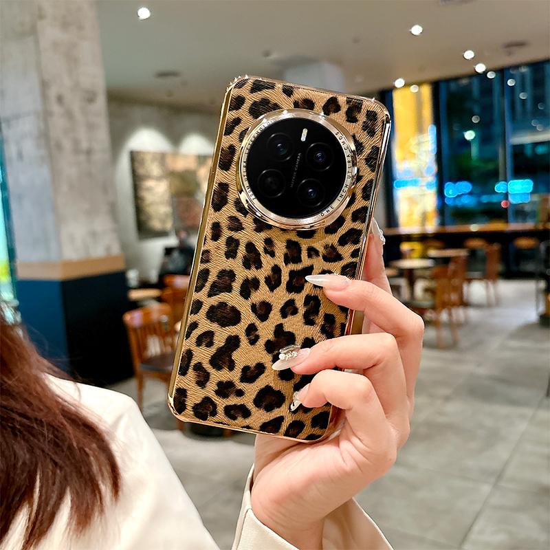 

For Honor Magic 7 7 Pro Super Large Hole Plating Leopard Texture Lens Ring Anti-Drop & Anti-Fingerprint Phone Case For Magic 7
