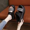 Soft Leather Thick-soled Slippers for Women To Wear In the Summer of 2025, New Muffin Cool Slippers, Soft-bottomed Rhinestone Slippers for Women