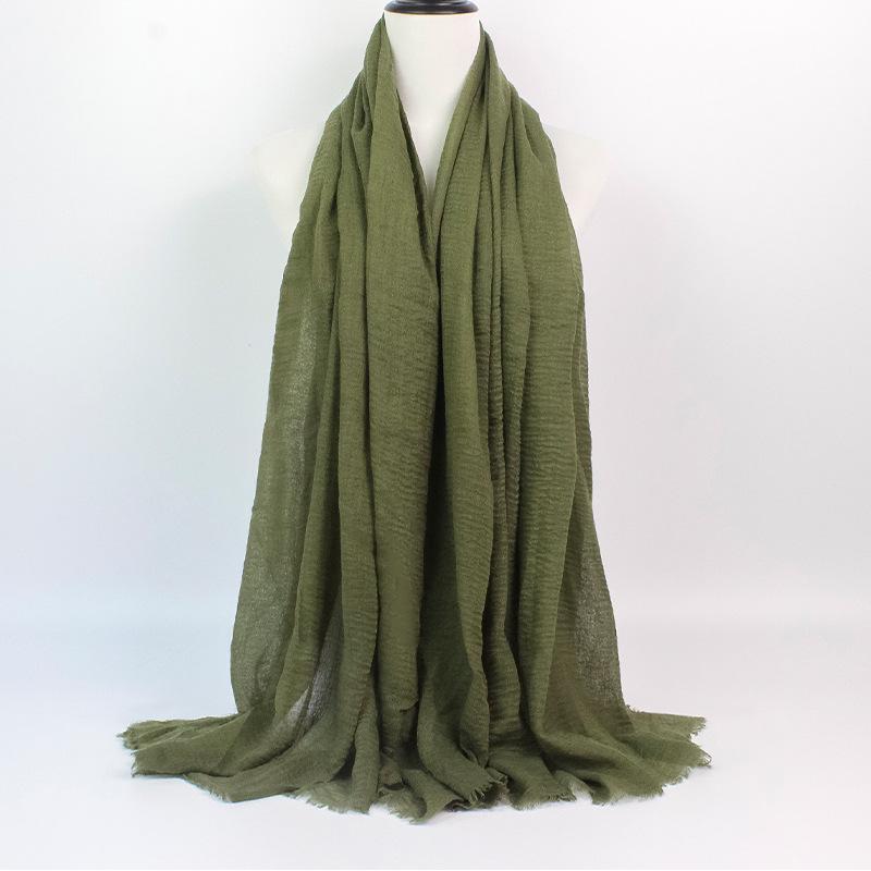 Crinkled Rayon Scarf Shawl: Solid Color, Natural Wrinkle, Fringed, Beach Towel, Bride/Bridesmaid/Party Evening Dress Accessory.