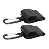 2pcs Black Baby Stroller Hook Multipurpose Hands Free Leather Stroller Hook Bracket Carabiner