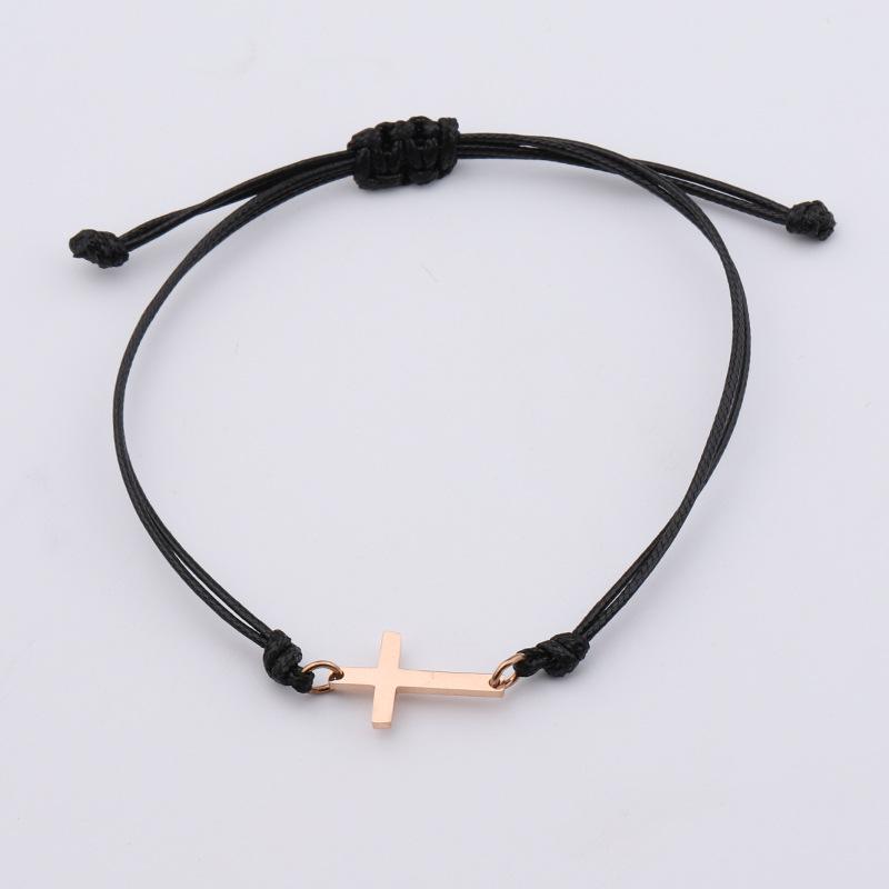 10pcs Handmade Stainless Steel Cross Charm Bracelet Men Braid Adjustable Lucky String Bracelets for Women Jewelry Gift