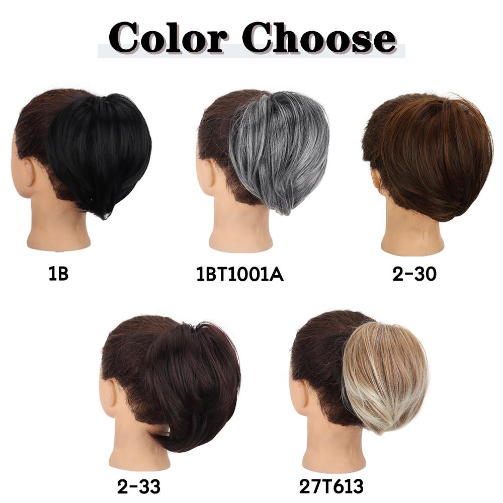 Synthetic Short Straight Wig Extensions Elastic Donut Bun Chignon Scrunchies Hairpieces Ponytail For Women Daily Use