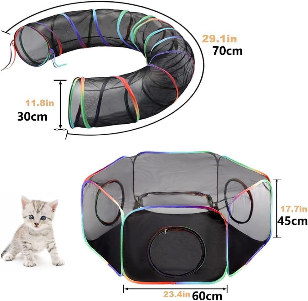 Outdoor Cat Outdoor Cat Cat 120cm Pet House 315cm Portable Rainbow Hexagonal Large Cat Enclosure with Carry Indoor Small Animal Playpen Maternity Room