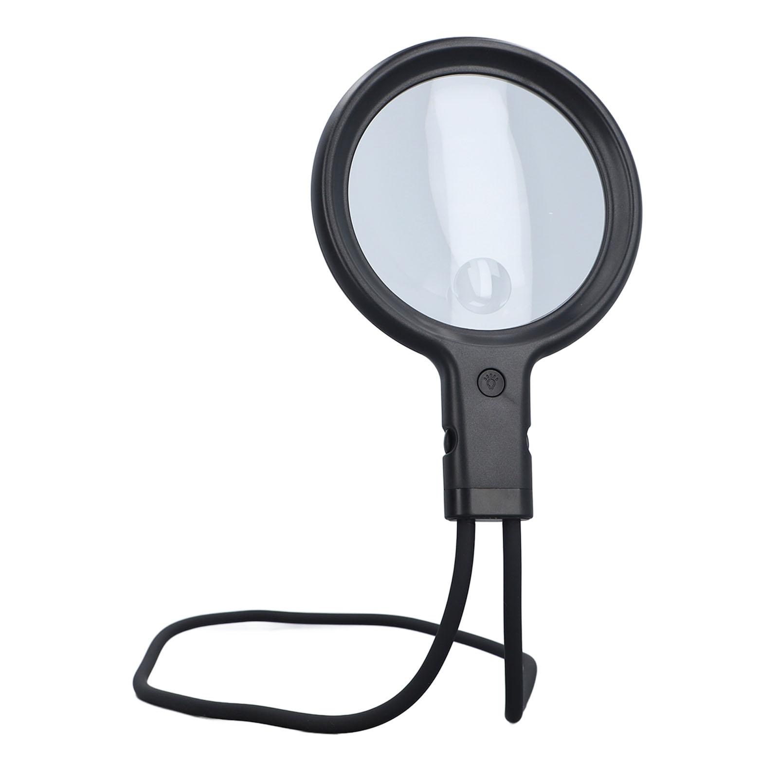 

5X 15X Hanging Neck Magnifying Glass 3 Colour LED Light USB Gooseneck Page Magnifier for Sewing Repairing
