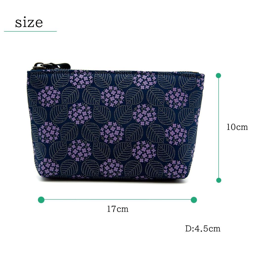 [Inden-ya] Inden-ya Inden Pouch, Miso, Hydrangea, Traditional Craft, Koshu Inden, Deerskin, Lacquer, Original Brand (No. 8008)