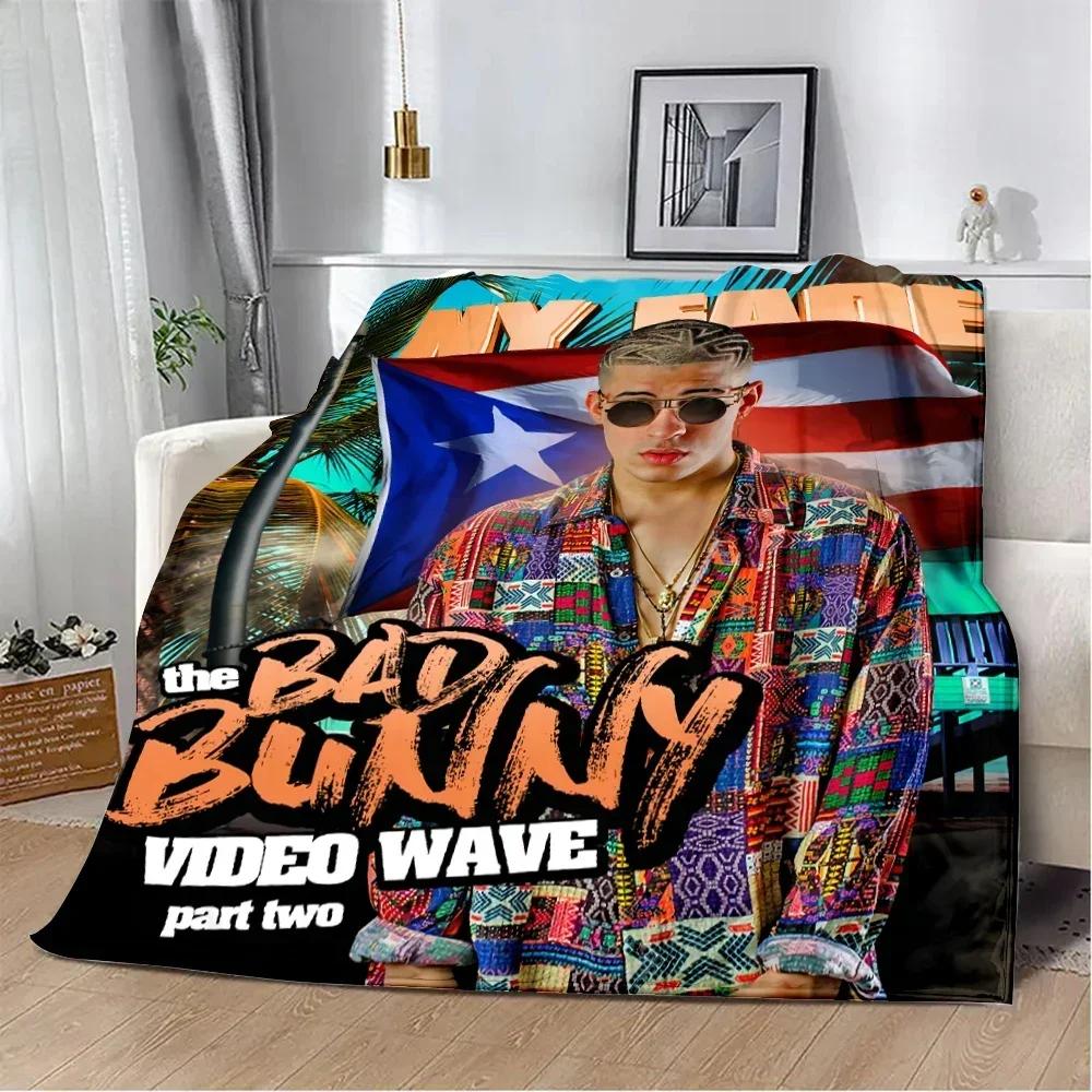 Yo Perreo Sola Bad Bunny Bedruckte Decke Picknickdecken Warme Decke Weiche und Bequeme Decke Haus Reise Geburtstagsgeschenk
