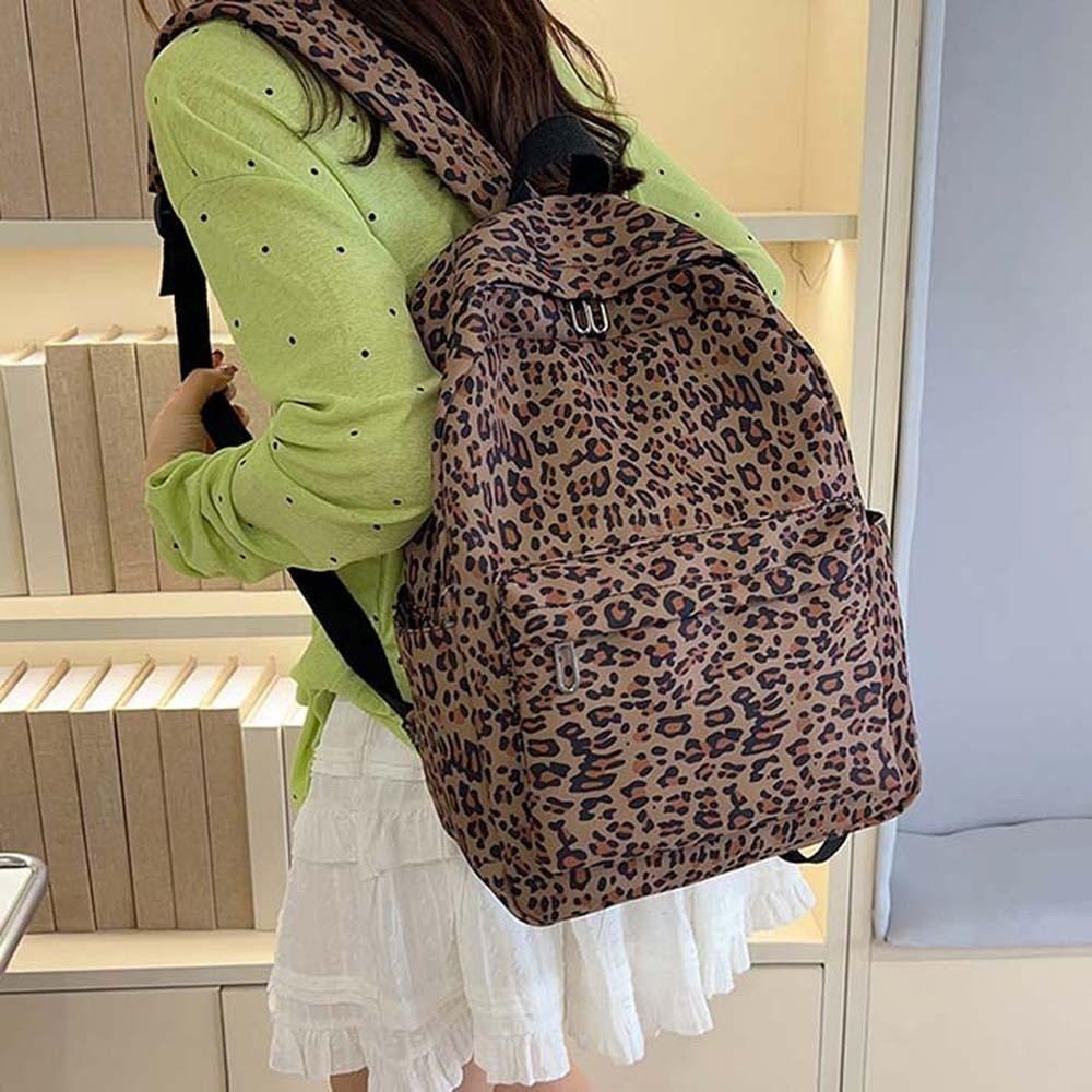 Nylon Schüler Schultasche Tagesrucksack Rucksack mit großem Fassungsvermögen Laptoptasche Rucksack mit Leopardenmuster Reisen