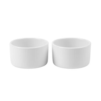Geïmporteerde Royal Copenhagen Wit Geribbelde Ovenschaal Soufflé Kom 9cm Set van 2 Bakvorm 1070065 [Regulier Product] Ca.. (2 stukken)