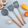 Silicone Kitchen Utensils Wooden Handle Non Stick Pot Kitchenware Cooking Set Heat-resistant Soup Spoon Pasta Colander Shovel