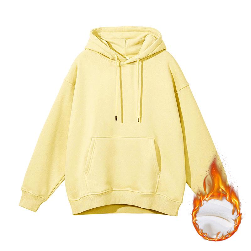 Unisex Heavyweight Hoodie: Solid Color American Street Style for Autumn/Winter