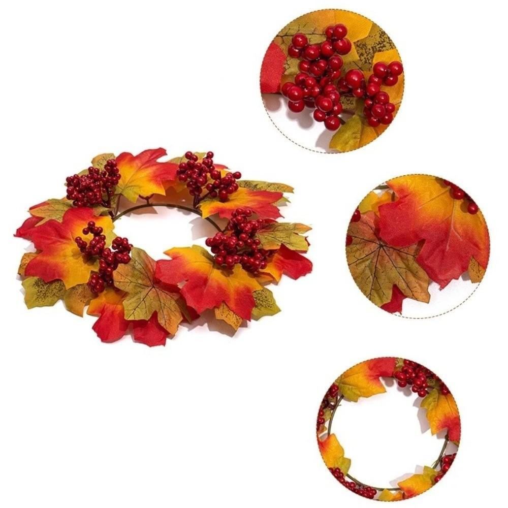 Simulation Artificial Maple Leaves Garland Pumpkins Fall Mini Wreath Fireplace Window
