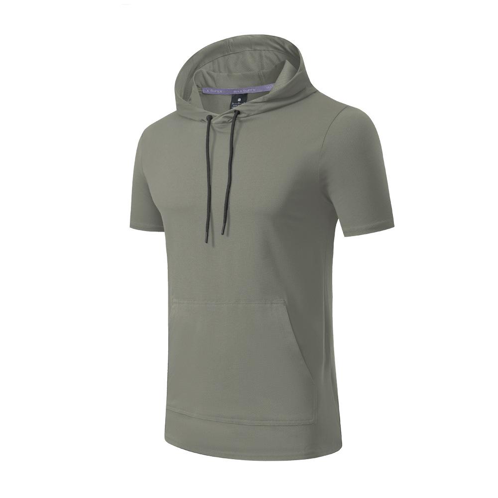 Sommer Kapuzen-Sweatwear Herren Kurzarm Lockeres T-Shirt Leicht Atmungsaktiv Kragen