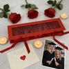 Rectangular Cardboard Gift Box with Transparent Lid and Ribbon Closure Graduation Theme Decorative Storage Box for Events