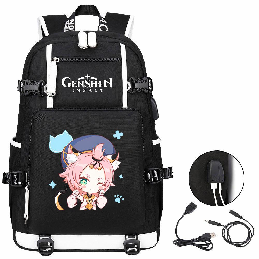 Genshin Original God, Peripheral Printing Backpack Large Capacity Travel Bag Student Computer School Bag