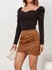 Suede Plush Solid Color Bodycon Pleated Mini Skirt with Irregular Zipper for Autumn/Winter – Women's Fashion 2026.