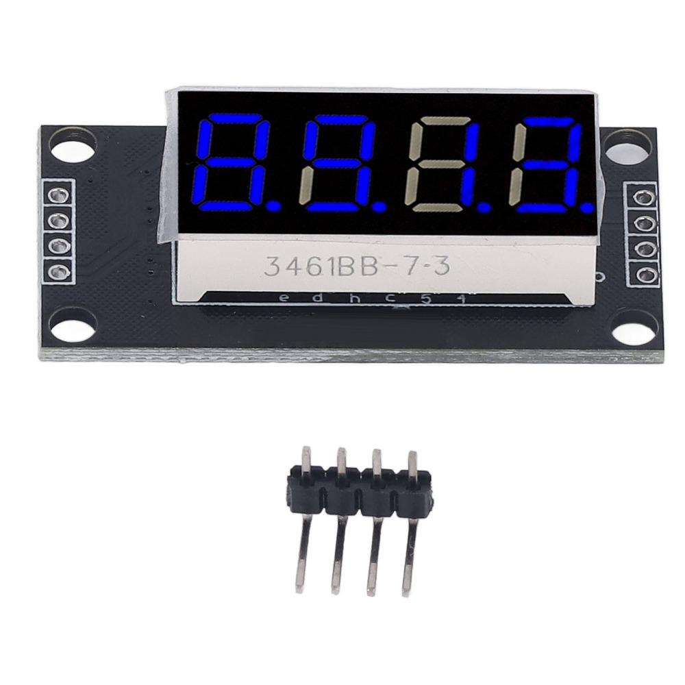 0.36 Inch Digital Tube Display Module TM1637 Drive Chip with Pin Header LED Segment Display 4 Digit 7 Segment Blue