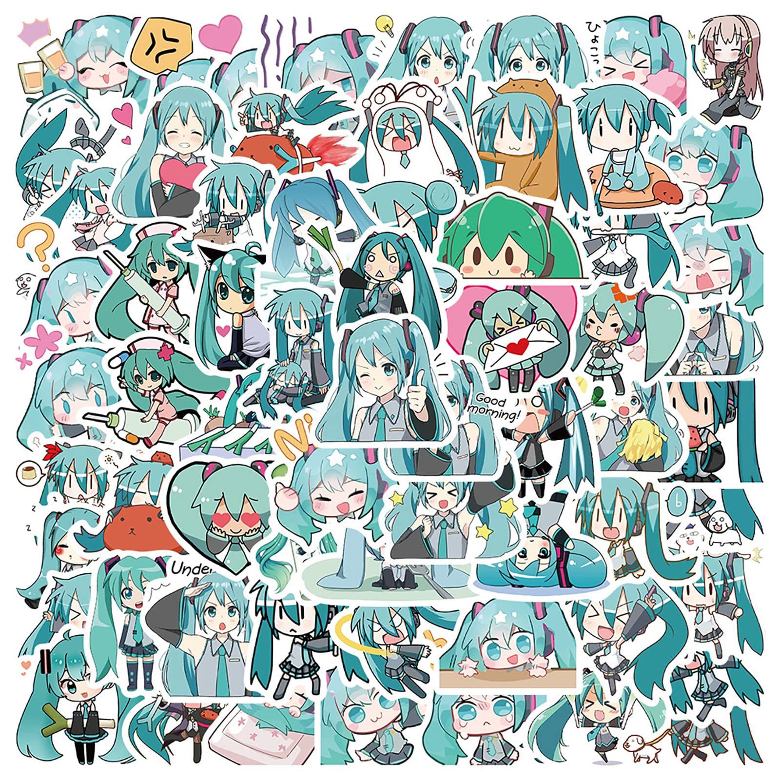 

kolergam Hatsune Miku Sticker Cute Anime Stickers for Hatsune Moe Planner Popular Anime Stylish Waterproof Graffiti Popular DIY Stickers for Water