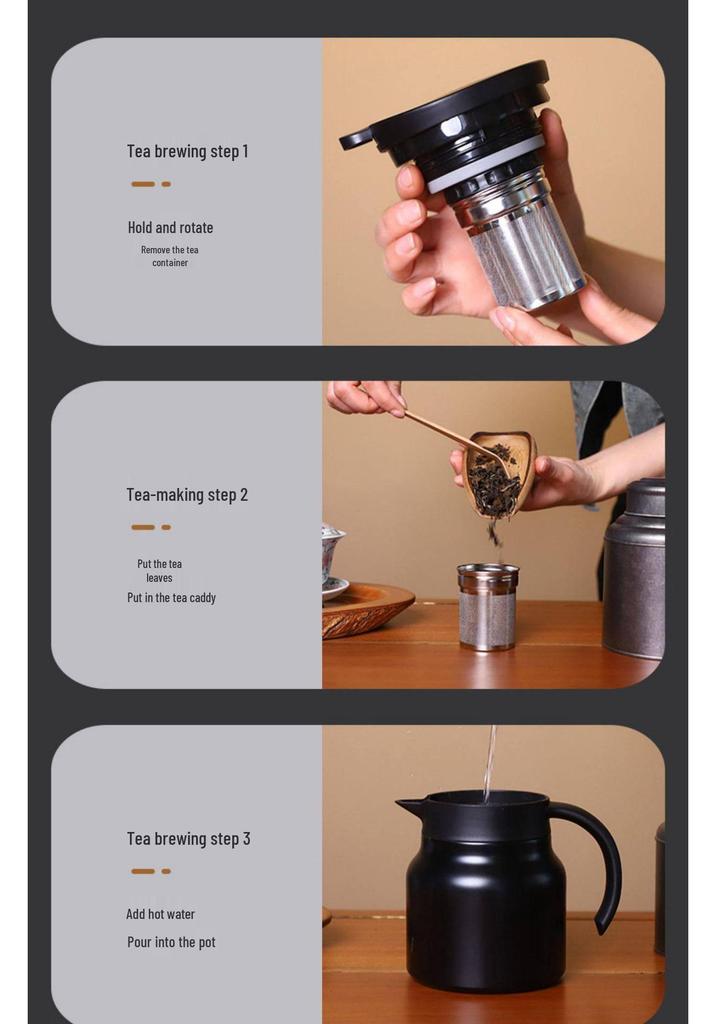 Large Stainless Steel Teapot for White Tea Brewing, Office Use, Insulated Thermos Flask