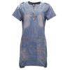 QICED Short-sleeved Denim Dress Women's Plus-size A-line Skirt