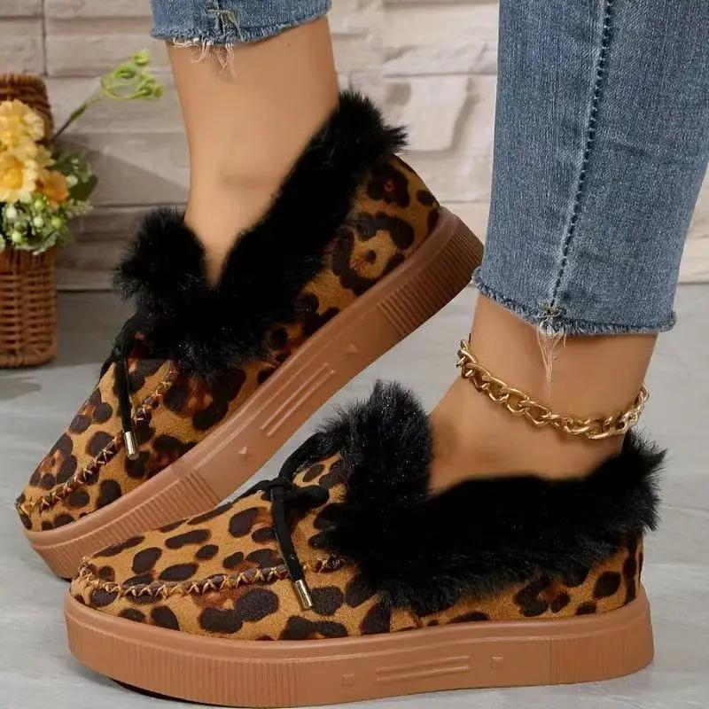 Damen-Winterstiefel, warm, Plüsch, Samt, Knöchel-Schneestiefel, Schnürung, weiche Winter-Sneaker, bequeme Baumwollschuhe für Damen