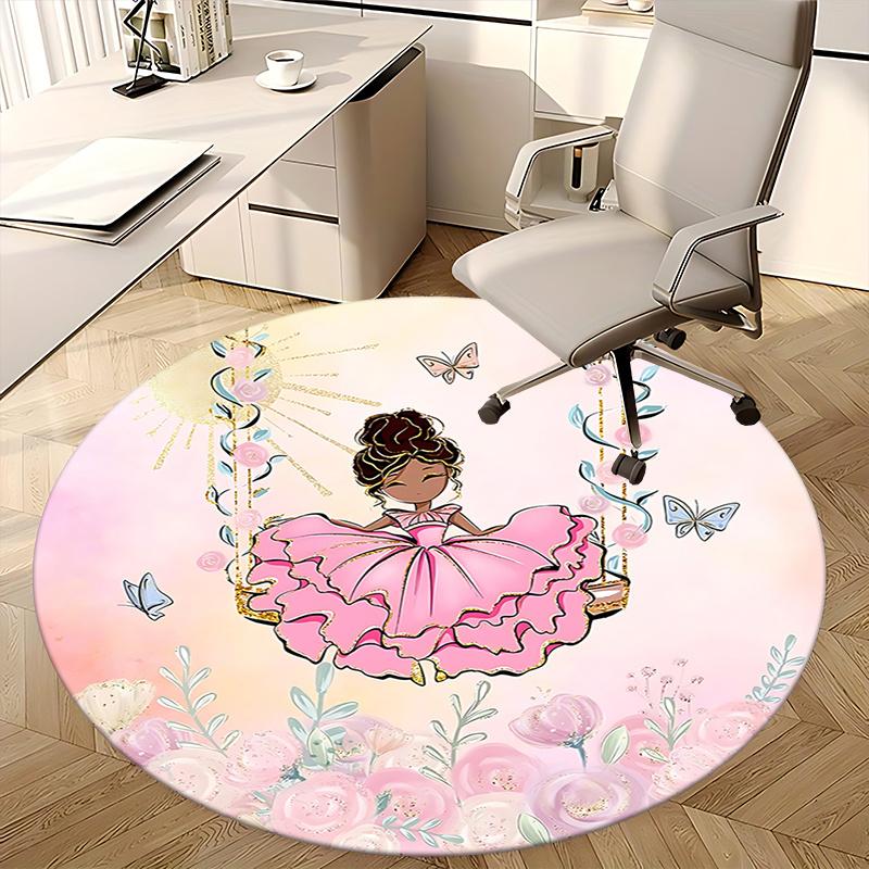 Charming Princess Chair Mat: Magical Floral Decor for Home Office Living Room Bedroom Gift, Elegant Pink Butterfly Rug Carpet1118078a