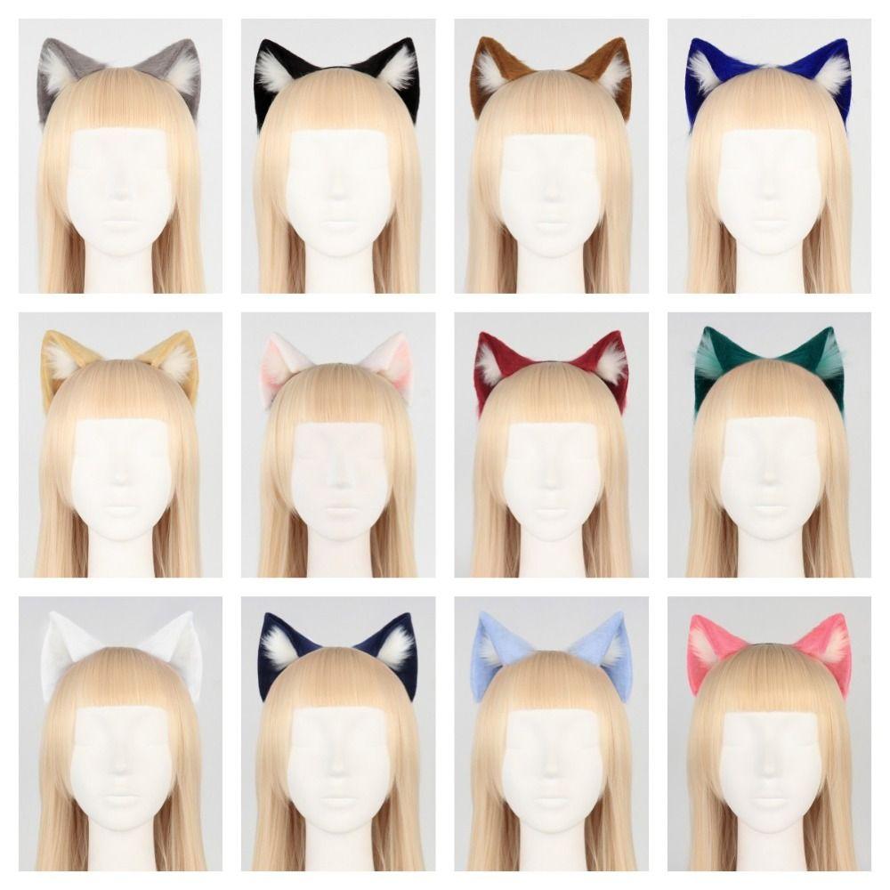 Artificial Cosplay Animal Cat Ears Headband Furry Gothic Lolita Ears Headwear Reusable Lolita Gothic Headband Adults