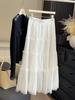 Lace Crochet Patchwork A-line Skirt: 2026 Spring Collection - High Waist Slimming Umbrella Design for Women