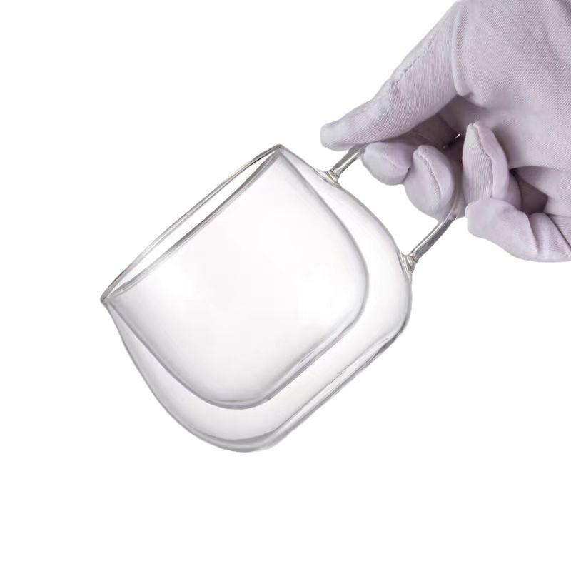 Double-Layer Borosilicate Glass Cup - Heat-Resistant, Anti-Scald, Transparent, with Handle
