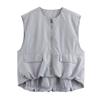 Y2K Summer Loose Casual Cardigan Women's Vest Fashion Lunch Break Solid Colour Zip Vest