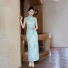 Green sleeveless national style new Chinese daily Suzhou long cheongsam improved young 1011 new women's high sense