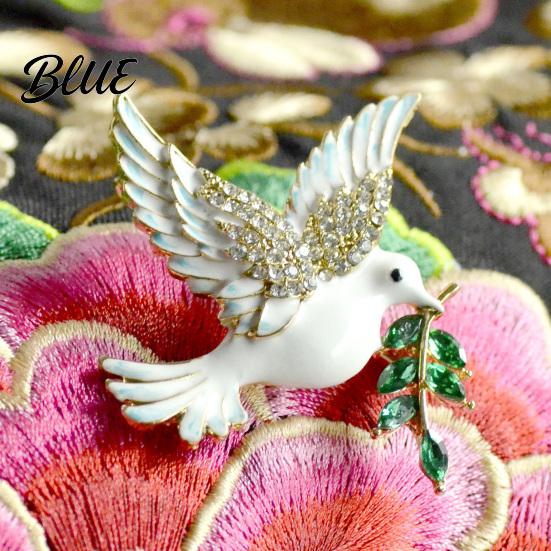 Olive Branch Brooch Pin Symbolic Peace Pigeon Design Zinc Alloy