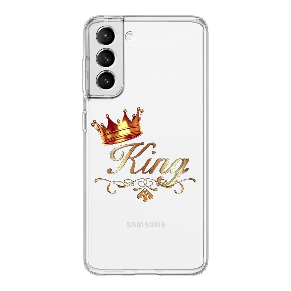 Phone Case For Samsung Galaxy S24 Ultra S23 FE S22 S20 S21 5G S10 S9 Plus S10E S8 Soft Clear Couple Style Crown King Queen Cover