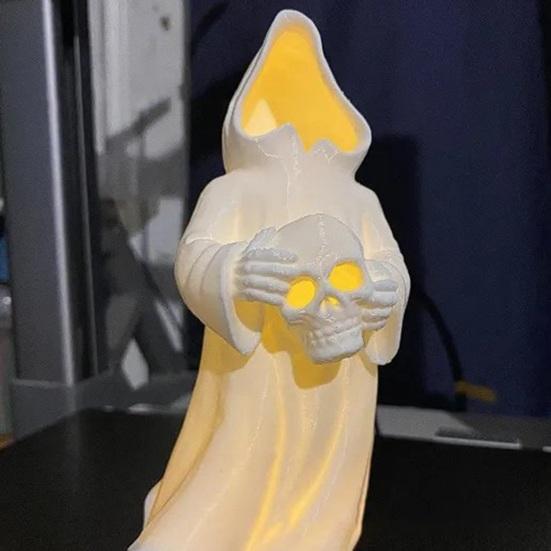 Yousheng Halloween Decoration 3D Printed Ghosts Figure Faceless Standing Ghost Statue Ornament with LED Tea Lights