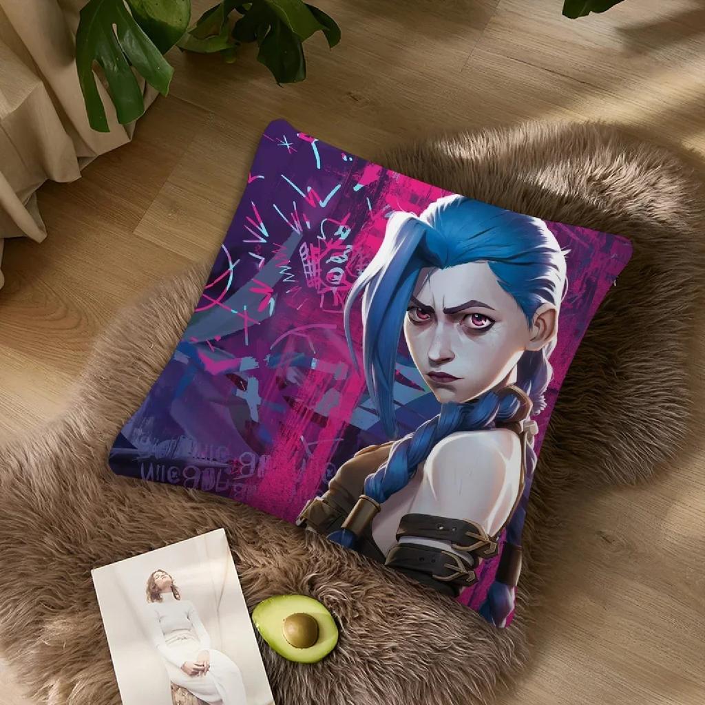 Cartoon A-Arcane Vi J-Jin Ekko Pillow Case Home Sofa Living Room Office Printing Comfort Decoration Nordic Simplicityz,(1)