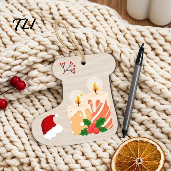 Creative Graffiti Wood Shapes 10Pcs 2D Wooden Christmas Ornaments, Blank DIY Craft Hanging Tags, Unfinished Blanks Tree Decorations, Slices