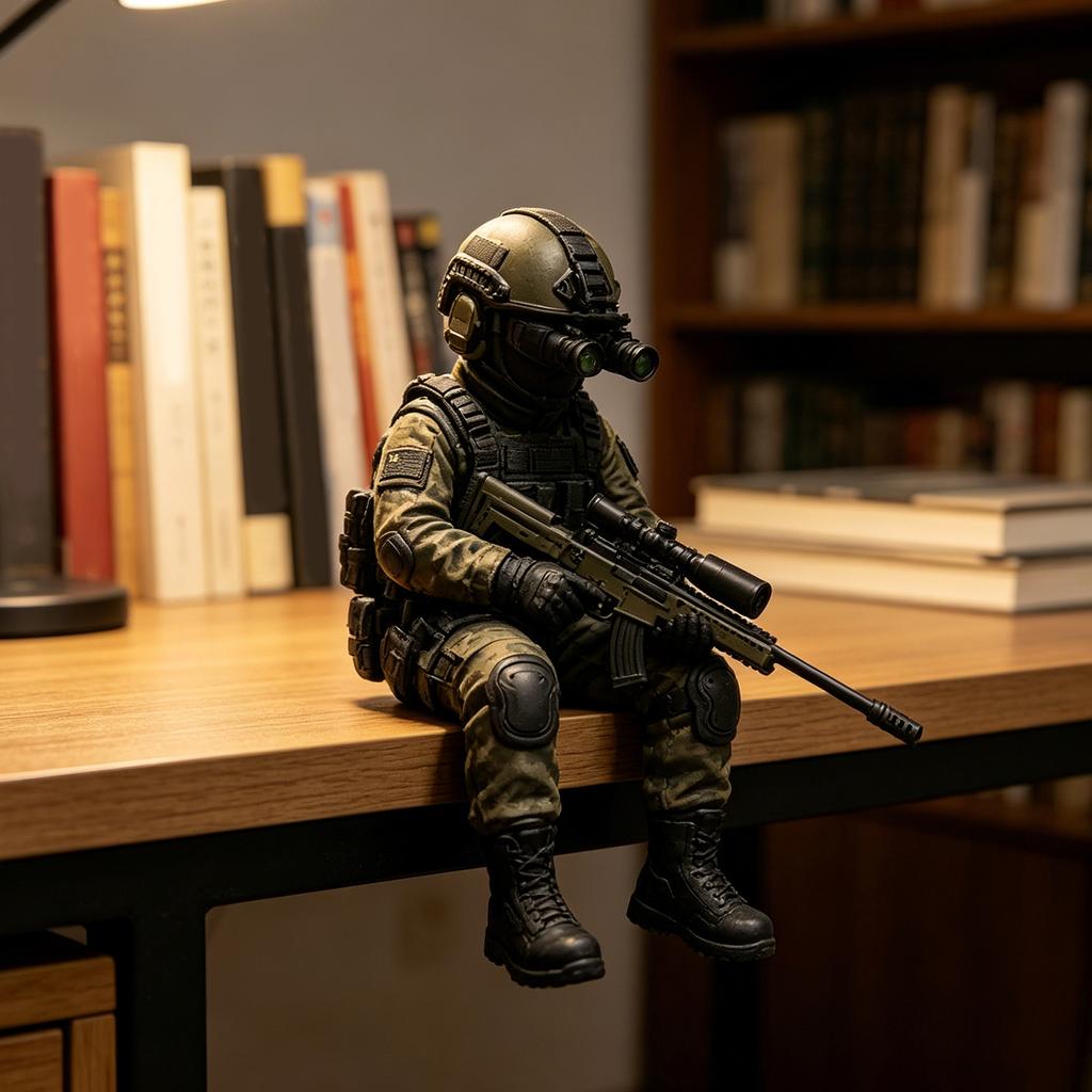Tactical Sniper Mini Figurine Exquisite Craftsmanship Special Forces Statue for Household Adults Men Indoors Bedroom Use